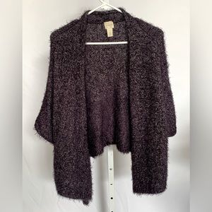 CHICO’S (Size 3) Eggplant Fuzzy Cardigan